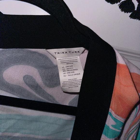 Trina Turk Swimsuit Cover Up Kimono Multi Color Beach Shorts Tassel Pool Vaca Sm - Picture 4 of 7